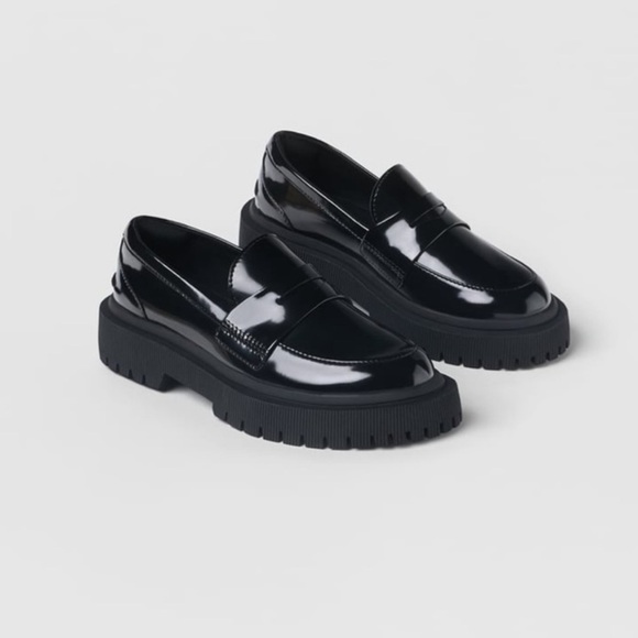 Zara Other - Zara Girls Black Patent Leather Loafers Size 31